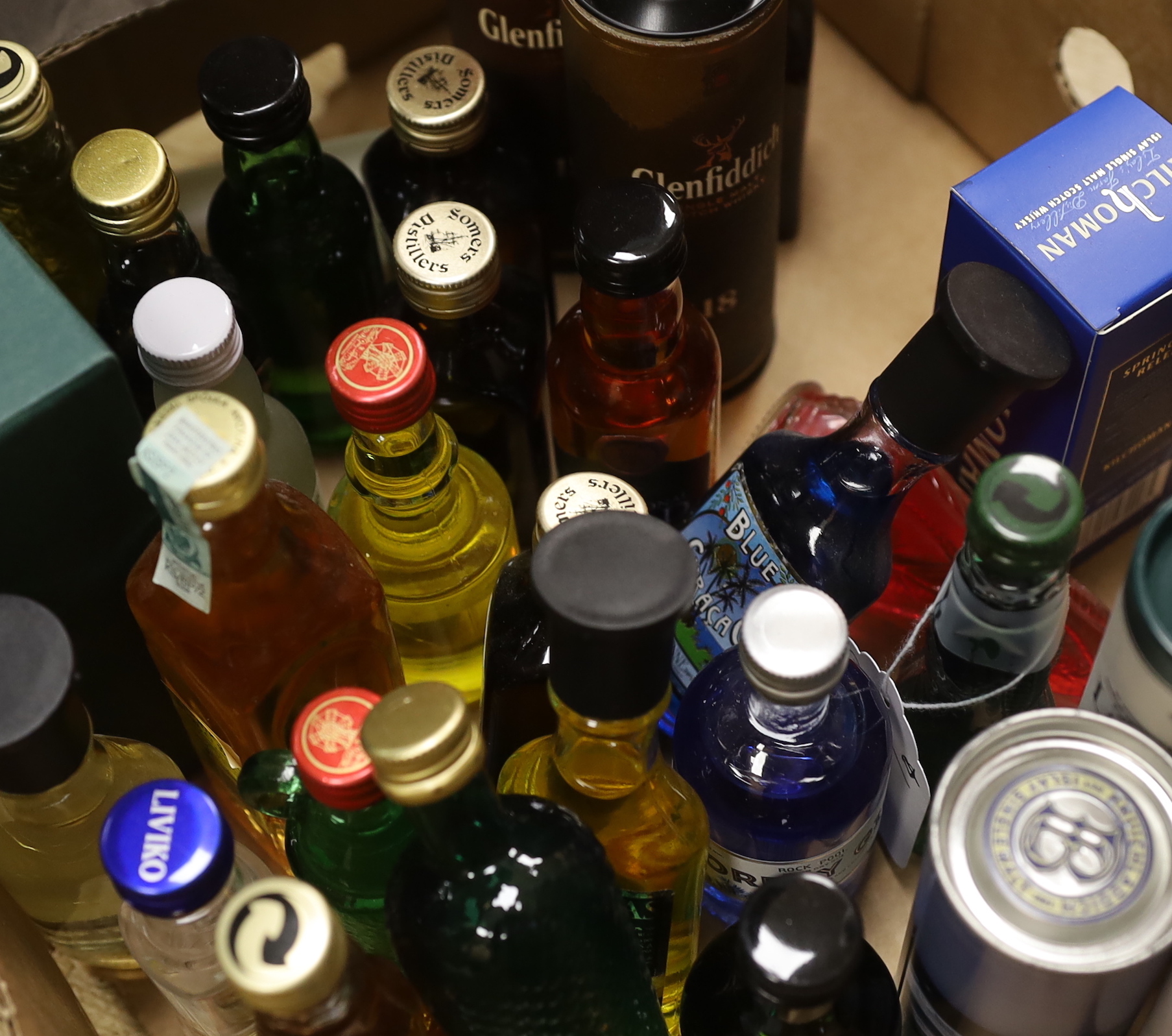 A collection of miniature spirit bottles